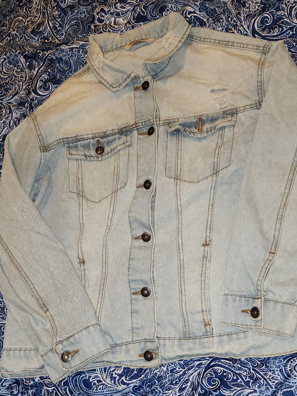 Hwy Jeans Women's Light Blue Jean Jacket Button Front Pockets Regular Fit L